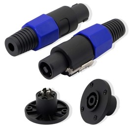 Speakon NL4FC，GELRHONR NL4 Connector Round Speaker Plug Twist Lock 4 Pole Speaker Plug Compatible with Speakon NL4FC, NL4FX, NLT4X, NL2FC, NA4LJ, NA4LJX, NL4MP, NL4MPR - 2 Pairs