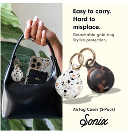 Sonix Cases for Apple AirTags with Keychain (Brown Tort, Confetti Terrazzo) 2-Pack