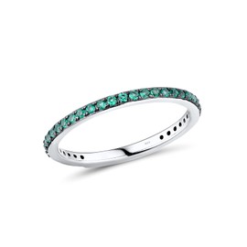 Santuzza 925 Sterling Silver Stackable Ring Green Spinel Engagement Wedding Band Stacking Ring for Women (9)