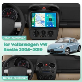 [2+64G] Hikity Android 13 Car Stereo for Volkswagen VW Beetle 2004 2005 2006 2007 2008 2009 2010, Wireless CarPlay Android Auto, 9'' Touch Screen Car Radio GPS WiFi Bluetooth SWC Backup Cam