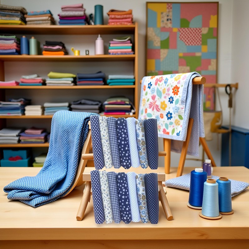 2 Set 14Pcs Dark Blue Top Cotton Craft Fabric Bundle