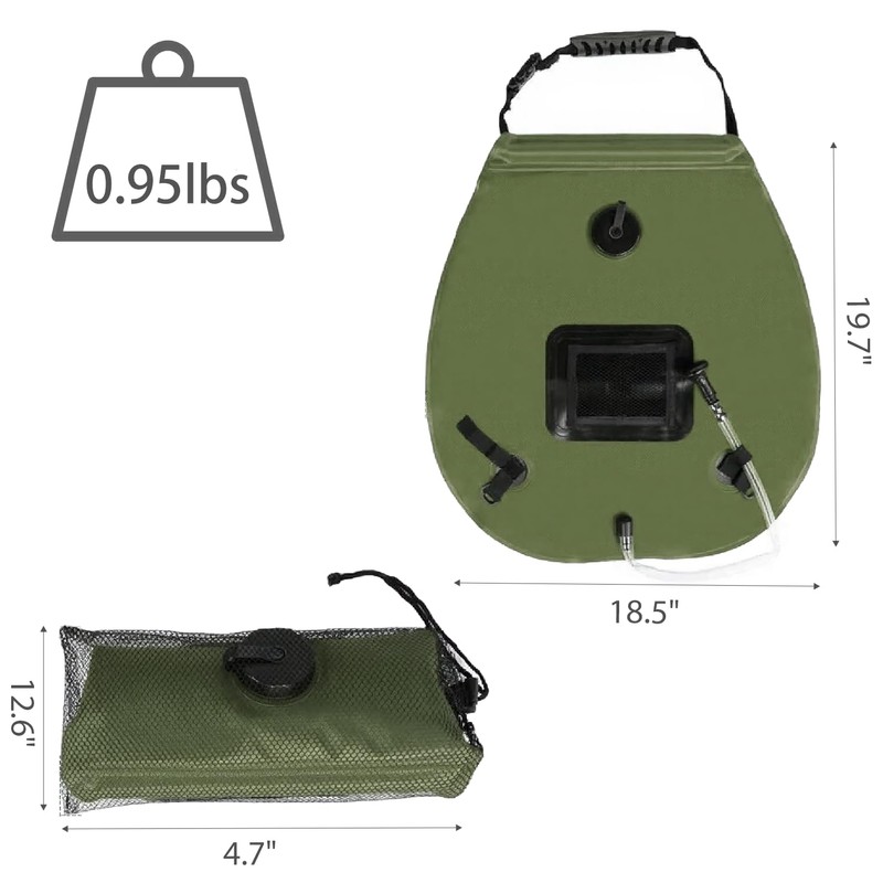 Wind Tour Solar Shower Bag 5 Gal/20L Solar Heating Camping