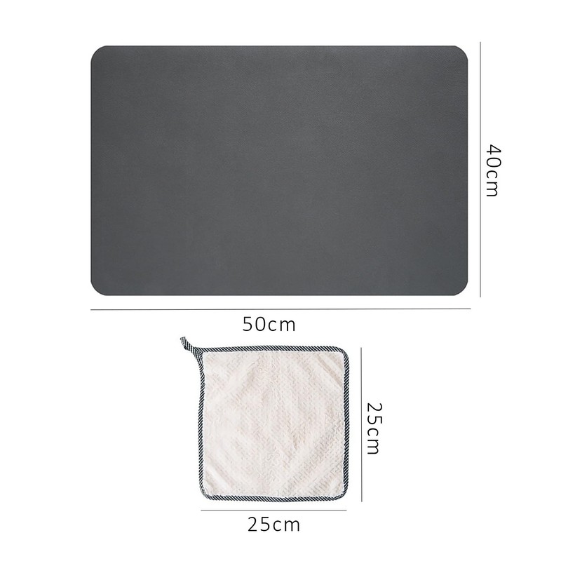 USHXVG 1 Dish Drying Mat, 1 Fiber Rag, Drying Mat