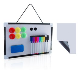 20Pcs Dry Erase Whiteboard Set, Double Sided White Board, Portable Dry Erase Board Wall Hanging with Dry Erase Pens, Eraser, Magnets, Whiteboard Magnetic Board for Classroom Home Office