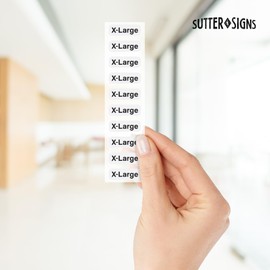 250pcs X-Large Clothing Size Strip Labels, 1.25" x 5" Labels, X-Large, 250 Labels/Roll, Clear Clothing Size Strip Sticker Labels for Shirts, Pants, Accessories, Retail Clothing