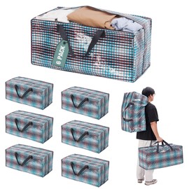 WORKPRO 6 Pack Extra Large Moving Bags with Zippers & Carrying Handles Backpack Straps, Heavy-Duty Storage Tote for Space Saving & Storage, Alternative to Moving Box (Lattice Printing)