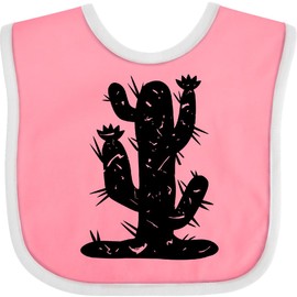 inktastic Distressed Cactus Baby Bib Pink and White 3c9e2