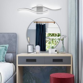 Sovinzert Brushed Nickel Curved Bathroom Vanity Light Fixture Over Mirror, 23.62 inch Modern LED Wall Lamp 5CCT Dimmable Bathroom Light Fixture Modern Vanity Lighting 23 Inch Wall Sconces