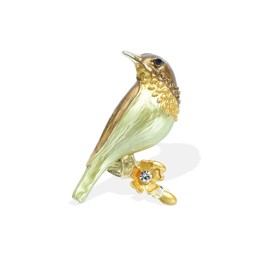 Lovely Crystal Flying Hummingbird Brooch Pins Suit Lapel Pin Antique Gold Bird Collar Pins Badge Jewelry for Men Women (Olive)