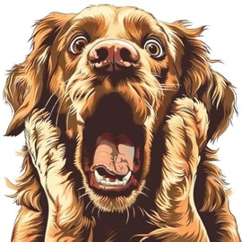 Funny Gold Retriever 3D Car Decal - Surprised Dog Decal for Window Bumper Rear - Funny Warning Sticker for Auto - Realistic Dog Car Art (Goldy)