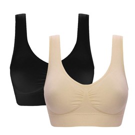 Women's Comfort Workout Sports Bra Low-Impact Activity Sleep Bras Pack of 2 S