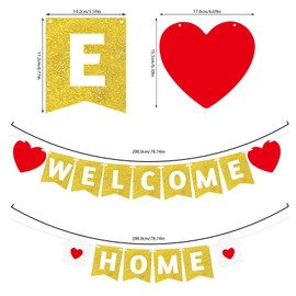 Welcome Home Banner Gold Glitter Welcome Back Party Decorations Welcome Home Party Sign Decors Banner for Military Army Homecoming Party Decorations, Garland Family Gathering Photo Booth Props Family