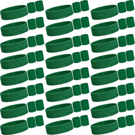 Yuxung 72 Pcs Sweatbands and Wristbands Set, Women, Men,Dark Green