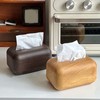 Tissue Box Cover Wood Grain Easy Refill Rectangular Stylish Elegant