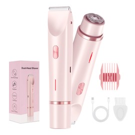 CheckSimple Bikini Trimmer for Women,Dermave Bikini Shaver,2-in-1 Electric Razors for Women(Pale Pink)