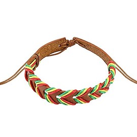 Gekko Body Jewellery Light Brown Rasta Weaved Leather Bracelet with Drawstrings