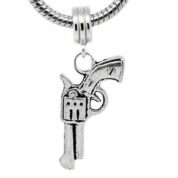 Gun Charm Dangle Bead Spacer For Snake Chain Charm Bracelet