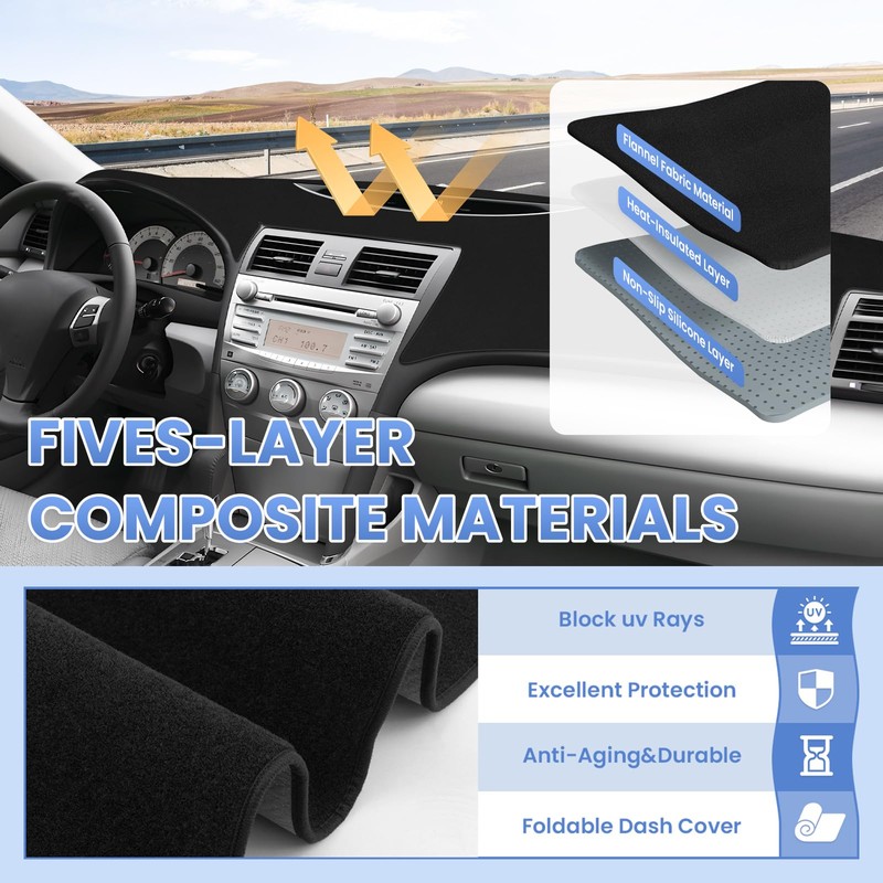Sunsdrew Dash Cover for 2007-2011 Toyota Camry Dashboard Cover Mat