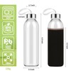 eispap 18 Oz Clear Glass Water Bottles, Reusable Glass Juicing