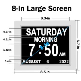 Medication Reminder Digital Calendar Dementia Day Date Time of The Week Clock for Seniors Elderly Impaired Vision Memory Loss Clock