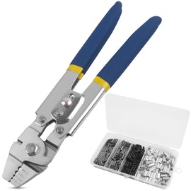 JSHANMEI Fishing Crimping Tool Heavy Duty Crimper Pliers with Crimp Sleeves, Wire Crimping Tool Make Fishing Leaders Shark Rigs, Various Usage (Blue Crimper Kit)