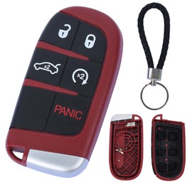 Puruoda - Carcasa para llave inteligente con mando a distancia roja para Chrysler 300 Jeep Grand Cherokee Dodge Challenger Charger Dart Durango Journey - Funda de repuesto para llave de coche con