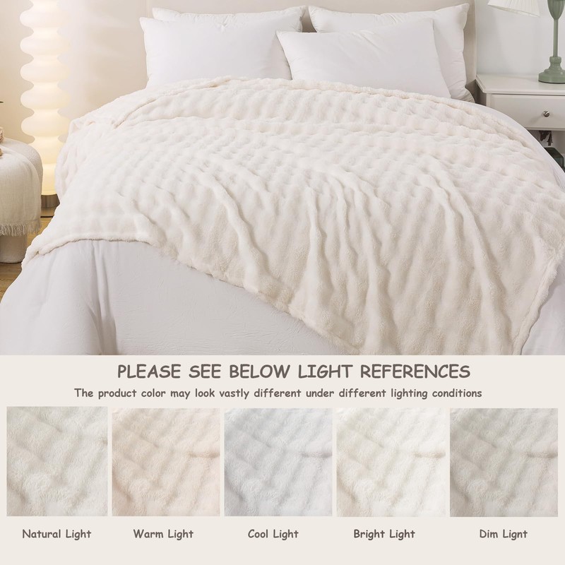 DJDEA Large Soft Fleece Throw Blanket White 127 * 153