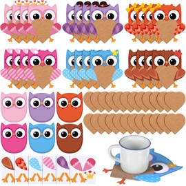 Tioncy 24 Set Valentine's Day Owl Coaster Craft Kit Spring Cutouts DIY Activities Fun Valentine's Day Cup Coasters Kits for Family Classroom Holiday Party Supplies
