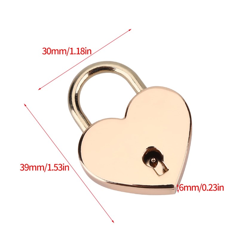 Heart Shaped Padlock with Skeleton Key, 2 Sets, Metal Lock