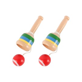VOANZO 2pcs Wooden Ball Catchers Skill Cup Hand-Eye Coordination Traditional Game Mini Cup Ball Game Toss and Catch Activity Set for Outdoor and Indoor Fun