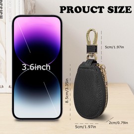 AdiStylinno Car Key Fob Case, Multi-Functional Car Key Case with Zipper Car Key Fob Holder for Women Men (Black)