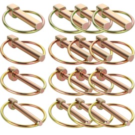 MUXHEL 50 Pcs Heavy Duty Lynch Pin Assortment Kit, Carbon Steel Tractor Pins, Trailer Pins with Ring Lock for Farm Tractors, Trailers, Trucks and Mowers (0.17"x16, 0.23"x18, 0.31"x6, 0.43"x10)