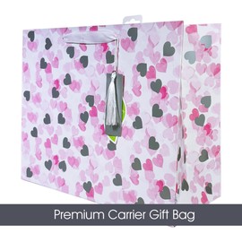 Wedding confetti hearts premium Gift Bag | Carrier 35cm wide x 28cm tall x 14cm deep | Printed on the inside | Designed in the UK | sustainably sourced and recyclable
