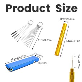 fKiZanthene Carburettor Jet Cleaning Kit, 2mm-7mm Nylon Brushes with Gold Needle Tool and 1 piece of pick for Garage/Home