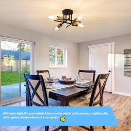 4 Light Mid Century Semi Flush Mount Ceiling Lights Fixture for Kitchen, Bedroom, Living Room, Hallway, Dining Room (Black and Gold 4 Light)