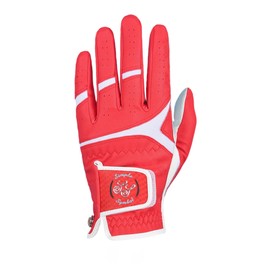 SIMPLE SYMBOL Men's Golf Glove Premium Synthetic Leather,Stable Grip,Six Pack（Left is Wear on Left Hand,Right is Wear on Right Hand） Four Colors to Choose from White/Sky/Beige/Red(Red,L,Left)