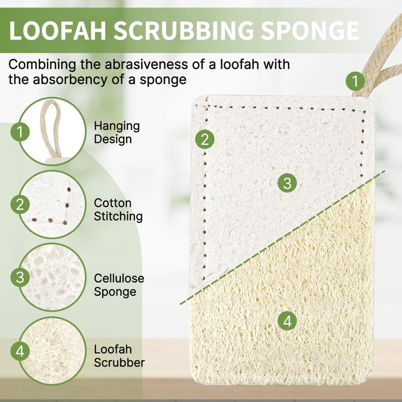 6 Pack Natural Loofah Sponges for Dishes, Loofah Kitchen Sponges