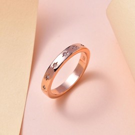 TJC White Diamond Band Ring In 18K Rose Gold Plated 925 Sterling Silver for Women Size W Flush Setting April Birthstone