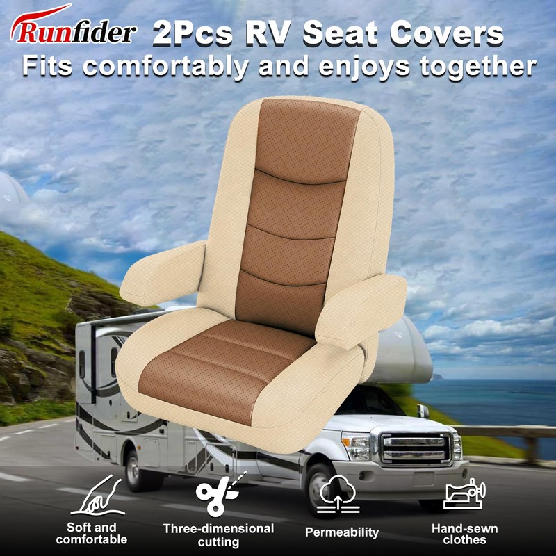 runfider RV Seat Covers for Captains Chairs 2 Pack Class
