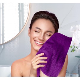 Lashuma London Guest Towels Cotton Small Hand Towel Set 30 x 50 cm Purple Lilac / Aubergine