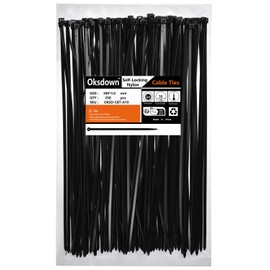 Oksdown 250 Pack Black Nylon Cable Ties 300mm×3.6mm Heavy Duty Strong Plastic Premium Self Locking 12 inch/30 cm Long Zip Tie Wraps