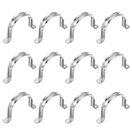 PATIKIL Saddle Band 75mm Inner Diameter 2 Hole Pipe Fixing Hardware 304 Stainless Steel Saddle Band for Plumbing Parts Pipe Cable Wire Fixing 12pcs