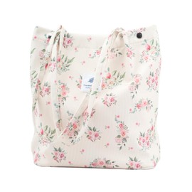 Corduroy Tote Bag Cute Tote Bags for Women Shoulder Bag with Inner Pocket for Work Beach Travel and Shopping Grocery, Green, Large