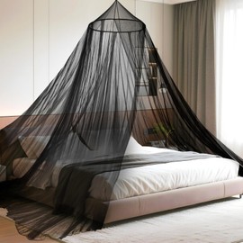 SYHITOU Large Mosquito Net Bed Canopy (60 x 250 x 1100 cm) for Double Bed Single Bed Fine Net Travel Mosquito Net Bed Canopy as Mosquito Protection Indoor and Outdoor Travel (Black)