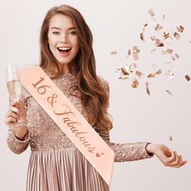 CHEERYMAGIC 30th Birthday Sash, Rose Gold Birthday Satin Sash for 30 Birthday Decorations Women Birthday Gift Party Accessories A3AXFAB (30 fabulous)