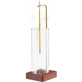 ZONSUSE Incense Stick Holder with Removable Glass Ash Catcher, Inverted Incense Burner, Incense Holder with Wooden Base, Prevent Ash Flight, for Yoga Meditation Mindfulness Spa (Suspension)