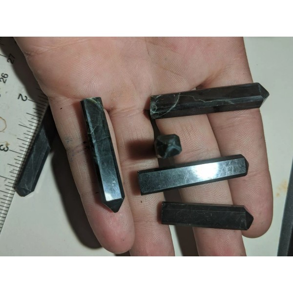 Polished Black Nephrite Jade Crystal Stone Tower Obelisk Point