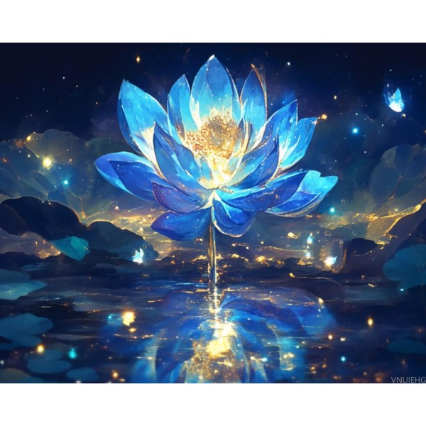 VNUIEHG Blue Lotus Paint by Numbers Kit for Adults, Modern
