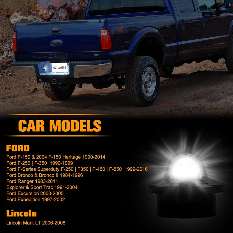 OZ-LAMPE 2 x Ford F150 2001-2014 License Plate Light with