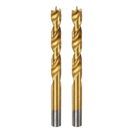HARFINGTON 2pcs Brad Point Drill Bit 10.5mm(13/32") Dia Straight Round Shank Drill Metric Brad Point Spiral Twist Drill Bits for Carpenter Woodworking Plastic Rubber, Golden
